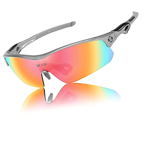 Polarized Sport Cycling Sunglasses with 3 Interchangeable Lens Men Women Baseball Fishing Glasses by Long Keeper