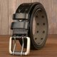 thumbnail image 2 of Men's Leather Double Prong Belt Classic Double Row Hole Belt Universal Hollowed Out Belt Jeans Men Waistband New Belts For Men, 2 of 5