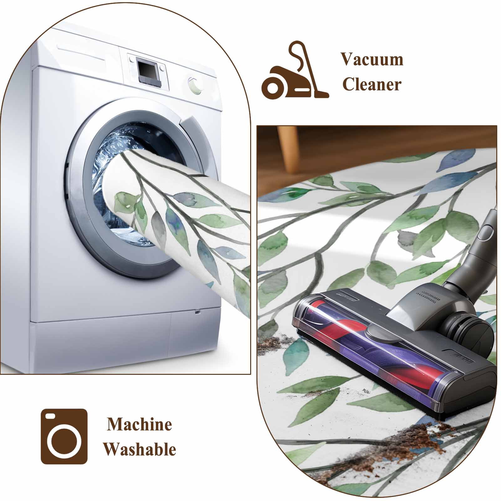 Area Rugs for Living Room Bedroom, Blue Green Eucalyptus 4'x6' Rug Washable Carpet Runner Indoor Outdoor, Spring Botanical Leaves Weeping Non Slip Accent Floor Mats Rug for Kitchen, Office