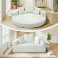 thumbnail image 5 of Aukfa 67" Round Convertible Folding Sofa Bed, Corduroy Futon Sleeper Couch with Pillows for Small Spaces and Living Rooms, White, 5 of 9