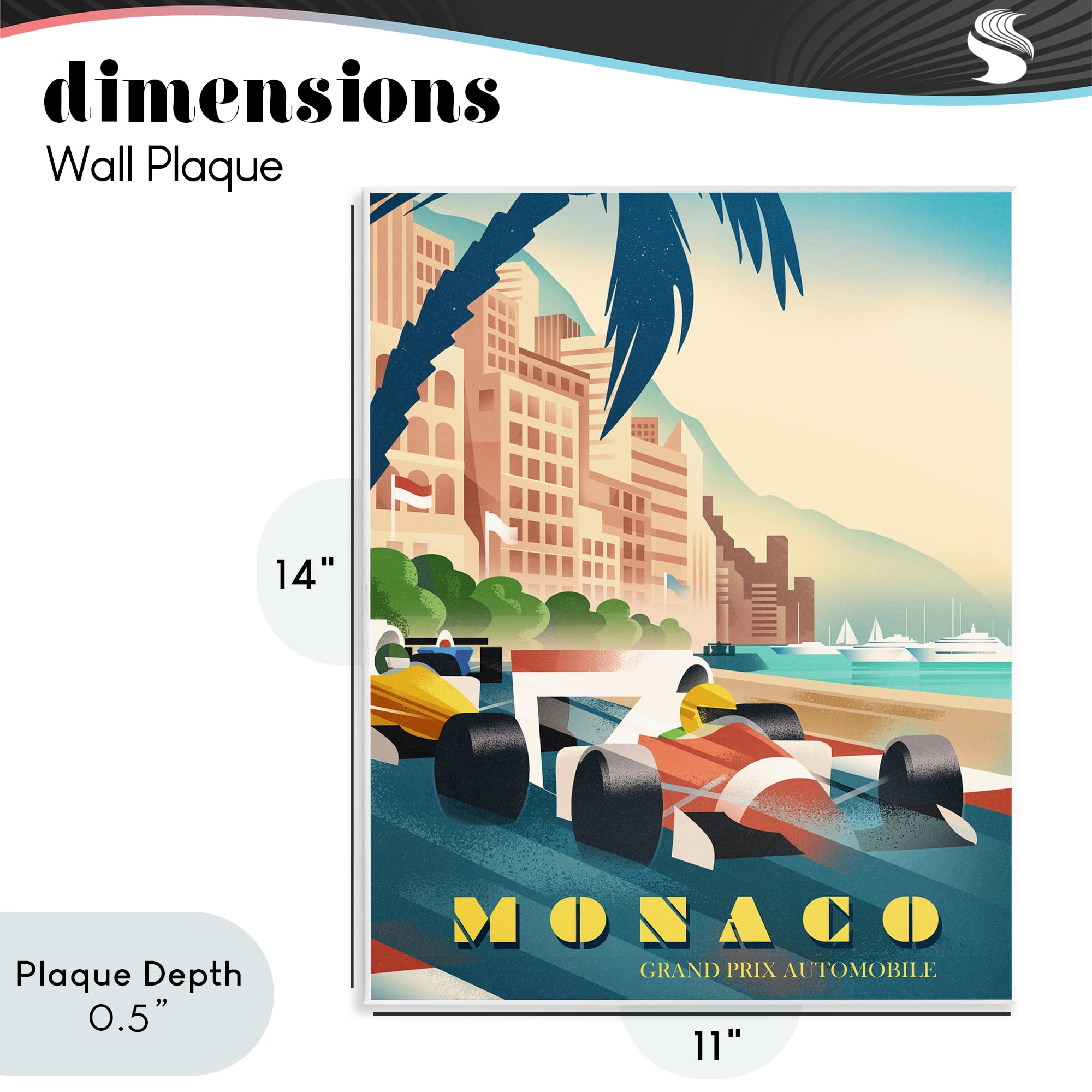 Stupell Industries Monaco Grand Prix Racing Wall Plaque Art, design by Martin Wickstrom