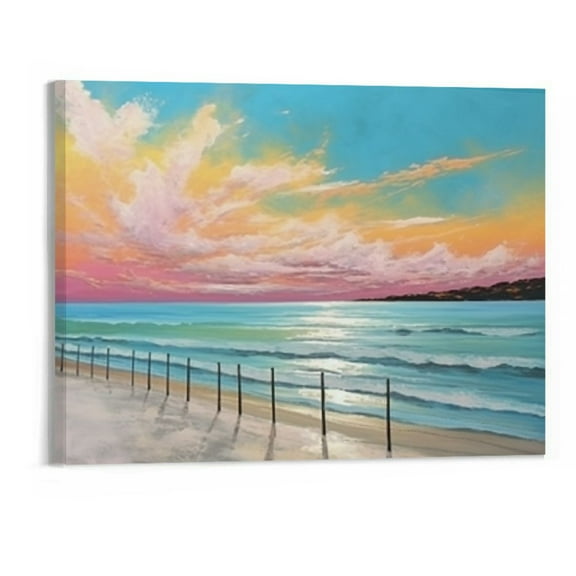Shiartex Fall Decor Coastal Beach Canvas Print Canvas Wall Art Picture 20x16in for Living Room Bedroom 20x16in