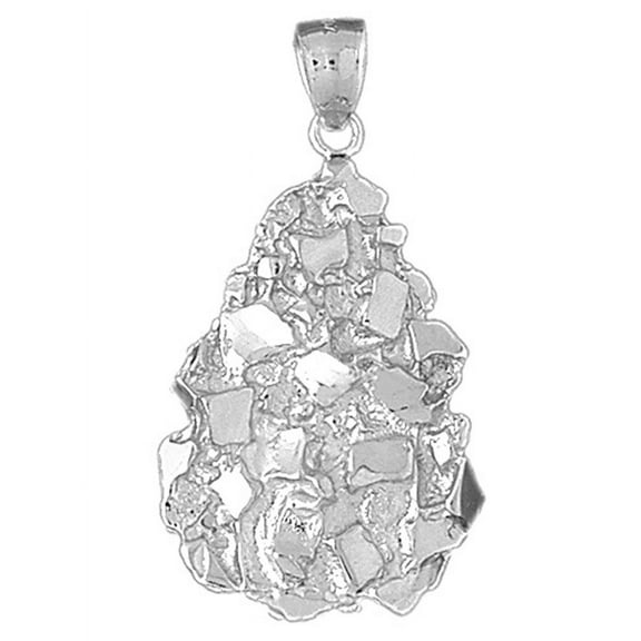 14K White Gold Nugget Pendant - 45 mm