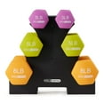 thumbnail image 6 of HolaHatha 3, 5, and 8 Pound Neoprene Dumbbell Weights Set with Rack, Multi, 6 of 12