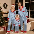 thumbnail image 7 of BLTIBY Pajama Christmas Family Set Satin Pjs Matching Sets Silk Sleepwear Holiday Striped Printed Nightwear Xmas Jammies Loungewear Blue 3XL, 7 of 7