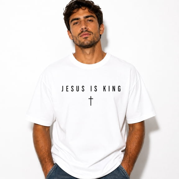 Jesus Is King T-Shirt, Minimal Christian Graphic, Faith Based Religious Shirt, Inspirational Jesus Faith Apparel, Christian Short Sleeve Tee