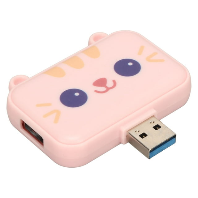 USB Hub, Plug And Play High Speed Transmission 3 In 1 USB Dock Station Supports Fast Charging Portable Cartoon For Home For Laptop For Keyboard White,Pink
