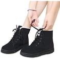 thumbnail image 6 of YAZI Women's Cotton Warm Fur Snow Winter Lace Up Flat Cute Plus Size Comfortable Ankle Platform Boots, 6 of 6