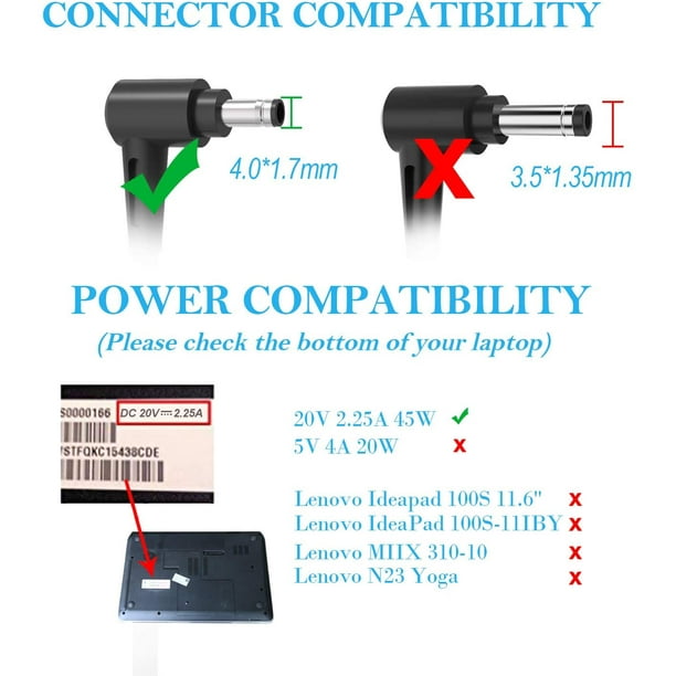 HP 45W 19.5V 2.31A chargeur pour ordinateur portable adaptateur secteur  cordon d'alimentation compatible avec le modèle 15-dy1024wm numéro de  produit 1W830UA avec dongle gratuit 
