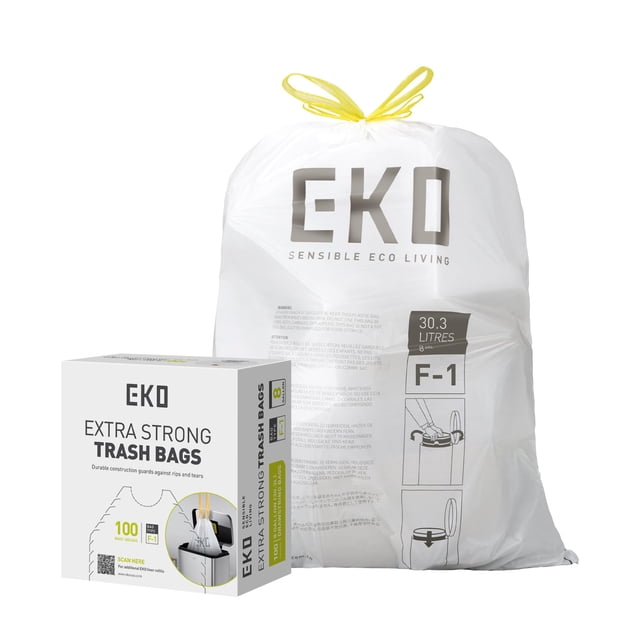 Bolsas de basura EKO, rollo de fácil dispensación, 100 unidades, extra fuertes, 8 galones