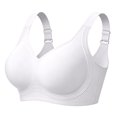 thumbnail image 5 of VISALY Jelly Bras for Women Plus Size Seamless Wireless Lifting Bra Full Coverage V‑Neck No Underwire Support Bralette Wide Strap Smoothing Soft Comfy Lift Minimizer Push Up T‑Shirt Bra White L, 5 of 6