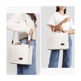 thumbnail image 3 of 2 Uds Bolsas Tote De Pana Con Múltiples Bolsillos Para Mujer blanco, 3 of 4
