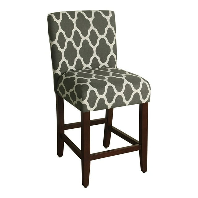 HomePop 39.5" Traditional Wood and Fabric Counter Height Barstool in Gray