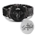 thumbnail image 1 of Grateful Engraved Bible Verse Men's Watch Multifunction Stainless Steel W Copper Dial, 1 of 1