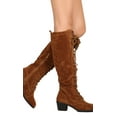 thumbnail image 2 of Nature Breeze Cortez-02 Women Suede Knee High Lace Up Chunky Heel Combat Boot, 2 of 3