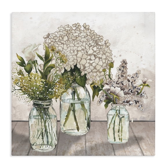 Stupell Industries French Country Jars Of Wildflowers Canvas Art, 17 x 17, by Elizabeth Medley