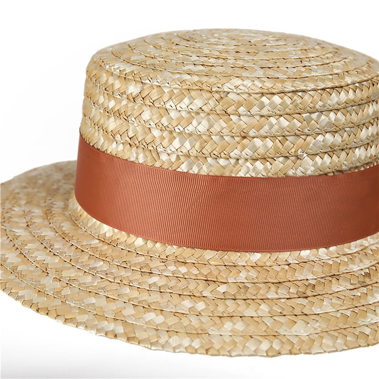 Straw Boater Sun Hat UPF50+ Wide Brim Adjustable Travel Beach Lanzom Sun Hats for Women Wide Brim Straw Boater Hat  main image 3