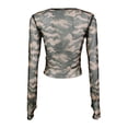 thumbnail image 6 of Womens Fashion Tees Tops Camo See Through Mesh Long Sleeve Cropped Slim Loose Fit Clothes Green, 6 of 7