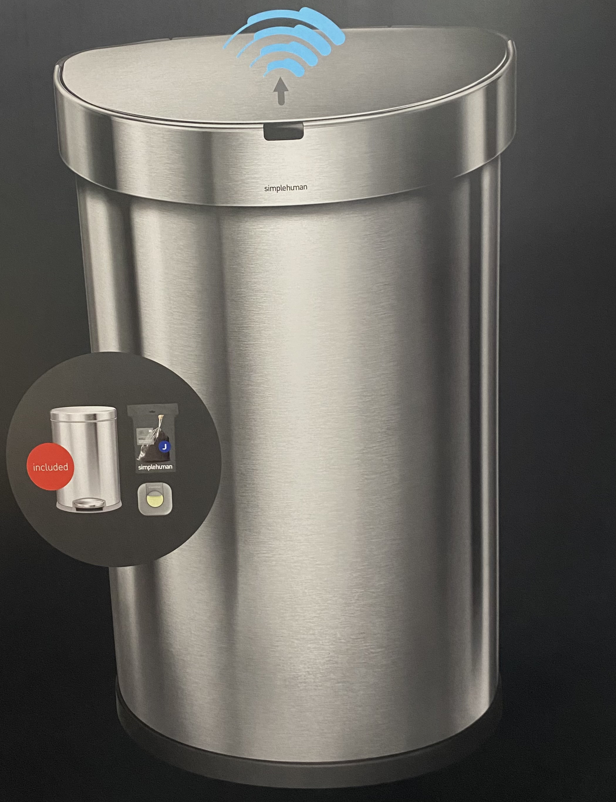 Simplehuman 45L Semi-Round Sensor Can, Touchless Automatic Trash Can,  Stainless Steel with Plastic Lid, 45 L / 11.8 G for Sale in Chicago, IL -  OfferUp