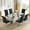 Silver Table+Silver Black Chair, variant on Glass Dining Table Set of 7, 70” Tempered Glass Top with Twisted X-Shaped Stainless Steel Base, 6 Velvet Cushioned Chairs, for Kitchen & Office