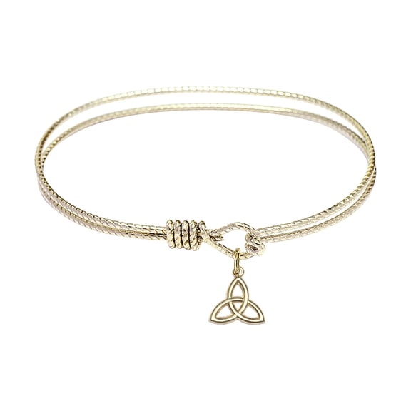 6 1/4 inch Oval Eye Hook Bangle Bracelet w/ Trinity Irish Knot in Gold-Filled