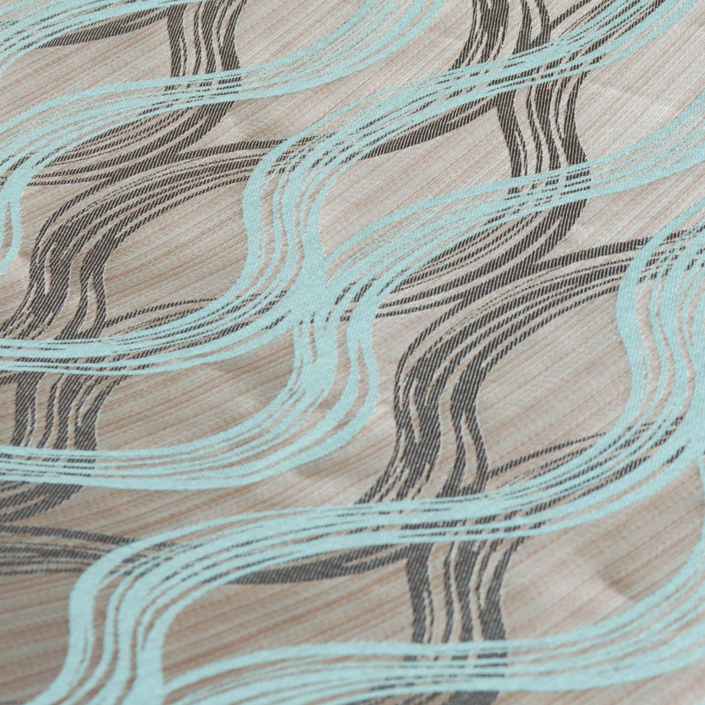 Fabric Mart Direct Aqua Cotton & Jacquard Weave Fabric By The Yard, 48 inches or 122 cm width, 19 Continuous Yards Blue Jacquard Fabric, Stripes, Upholstery Drapery Curtain Wholesale Fabric