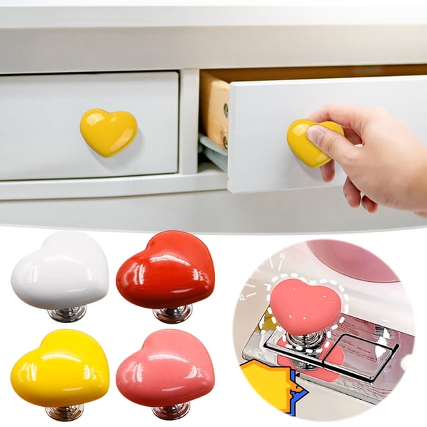 Tapa de botón de descarga cerámica en forma de corazón - Accesorio adhesivo fácil de presionar para baño, 35x30mm