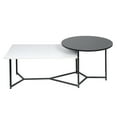 thumbnail image 3 of Round Coffee Table and Rectangular Unique Coffee Table Sets, 2 in 1 Cute Coffee Tables for Living Room, Black and White, 3 of 9