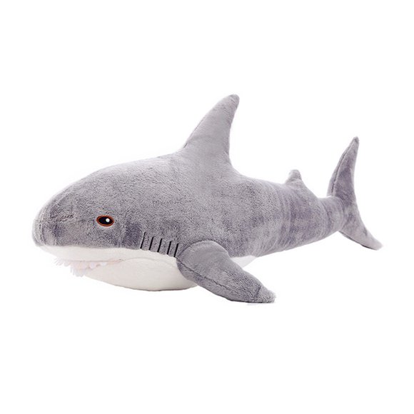 WHAMVOX Light Grey Plush Shark Stuffed Toy for Children and Adults Hugging and Decorating 1Pcs