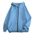 thumbnail image 5 of Bigetiay Women Hoodied Long Sleeve Sweatshirt Pockets Plus Size Zip up Drawstring Solid Loose Fit Hoodies Sweatshirts Fall Clothes, 5 of 5