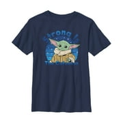 Boy's Star Wars: The Mandalorian The Child Strong is the Cuteness Graphic Tee Navy Blue Large