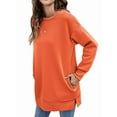 thumbnail image 3 of Women Sweatshirts Trendy Fleece Crewneck Sweatshirt Casual Loose Pullover Tops Comfy Fall Outfits Orange L, 3 of 9