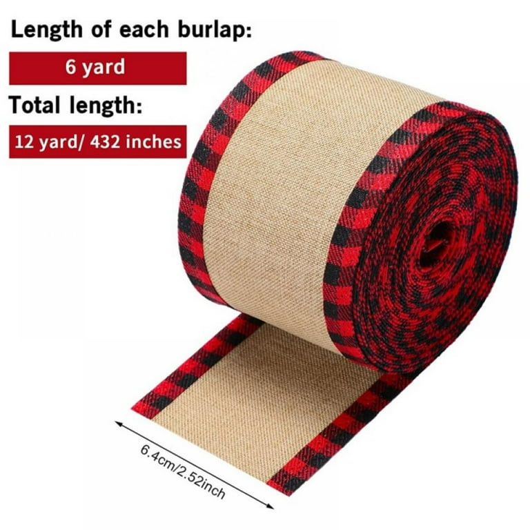 Natural Jute Burlap Ribbon 3 inches Red - Packaging Decor