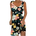 thumbnail image 2 of Cagogo Summer Short Mini A Line Swing Dress for Womens Under $10 Plus Size Sleeveless Tank Strappy V Neck Homecoming Dresses Floral Printed Flowy Boho White Church Dress, 2 of 5