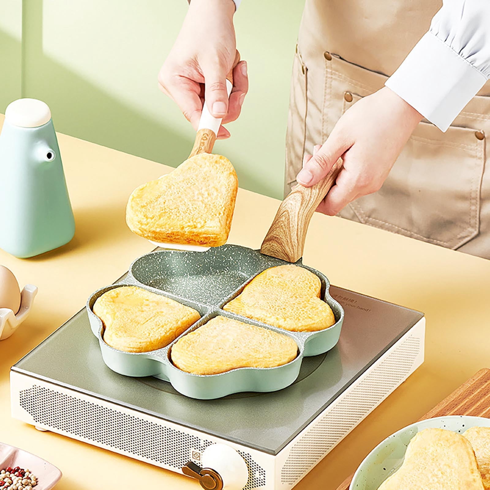 Induction Cooker, Gas Stove, Universal Frying Pan,Induction Stove Breakfast Omelet Cooking Pan Aluminum Hamburger Pan Non Stick