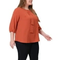 thumbnail image 4 of Unique Bargains Women's Plus Chiffon Top Round Neck Ruffle Work Blouse 2X Caramel, 4 of 6