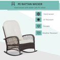 thumbnail image 5 of Outsunny Outdoor Wicker Rocking Chair Wide Cushion, Steel Frame, Cream, 5 of 9