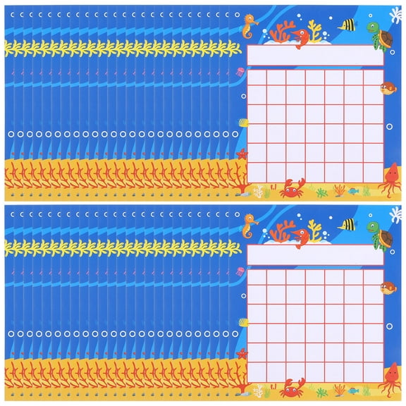 OUNONA 50 Sheets Kids Chore Charts with Star Stickers Behavior Incentive and Reward Charts for Classroom and Home Use