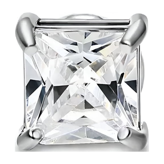 DESIGNICE 2026 New 1Pc Cz Clear Square Magnetic Clip-On Stud Earrings Men Women Non-Piercing for Parties,Daily Wear,Gifts -Silver 6Mm