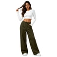 thumbnail image 4 of Maplenight Wide Leg Sweatpants for Women Drawstring Elastic Waist Palazzo Pants Side Pockets Lightweight Travel Casual Trousers, 4 of 7