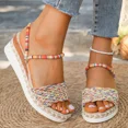 thumbnail image 3 of SCHUHLAND Bohemian Wedge Platform Sandals for Women | Colorful Woven Beach Slippers | Plus Size Slides | High Heel (6CM) Casual Footwear by SCHUHLAND, 3 of 16