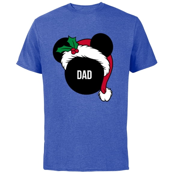 Disney Mickey Mouse Santa Hat DAD Holiday Family - Short Sleeve Cotton T-Shirt for Adults - Customized-Royal Heather
