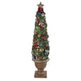 thumbnail image 2 of Northlight 5' Prelit Artificial Christmas Tree Fiber Optic LED Outdoor Topiary in Gold Pot, 2 of 3