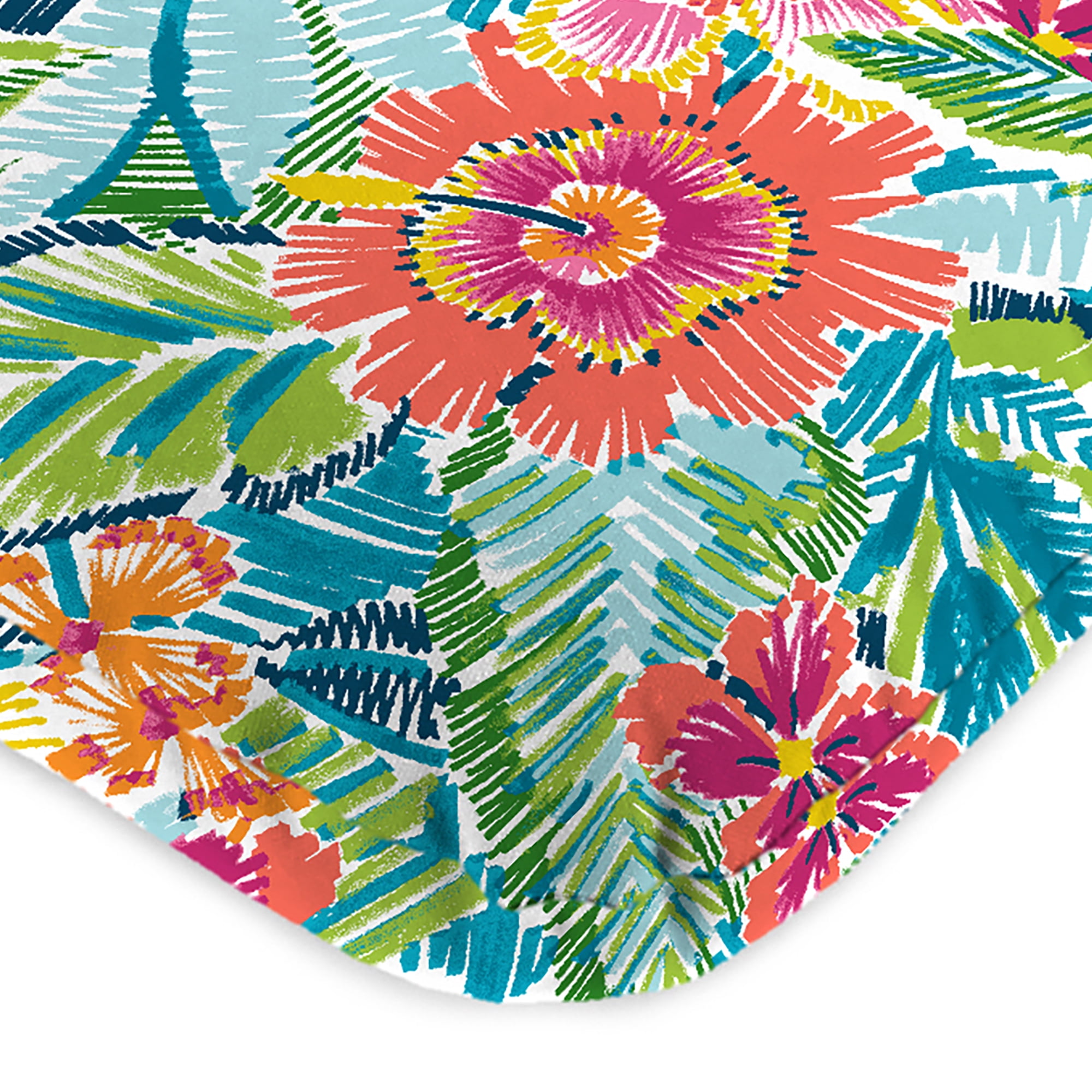 Jordan Manufacturing 45" x 22" Pensacola Multicolor Floral Rectangular Outdoor Chair Cushion with Ties and Hanger Loop