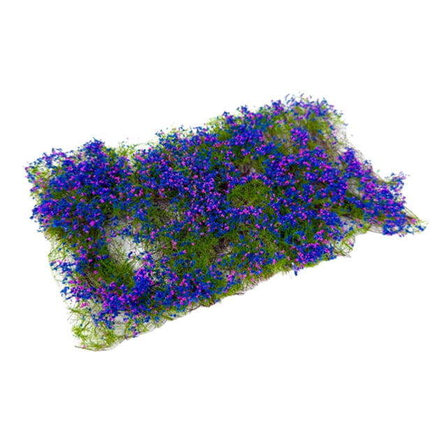 Césped artificial estático con forma de racimo de flores para decorar con arena y ferrocarril. Azul púrpura