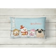 thumbnail image 2 of Merry Christmas Carolers Pug Fawn Canvas Fabric Decorative Pillow, 2 of 3