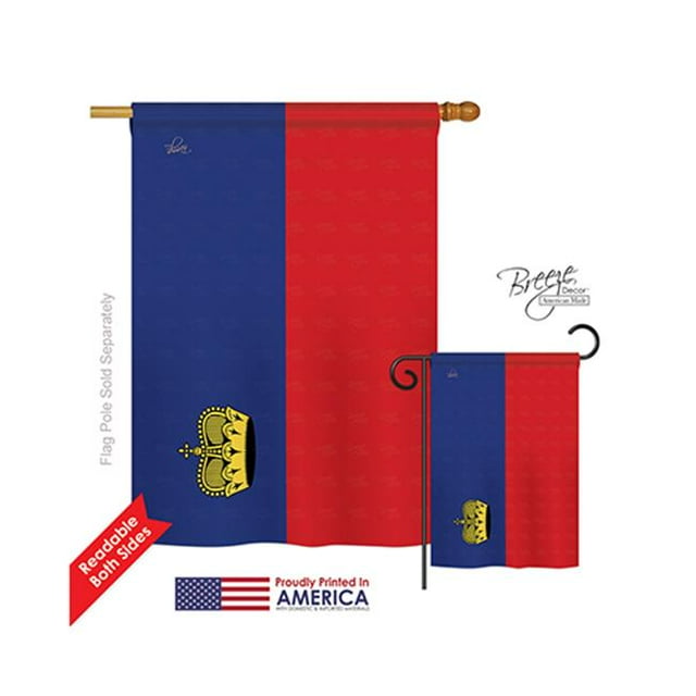 Breeze Decor 08321 Liechtenstein 2-Sided Vertical Impression House Flag - 28 x 40 in.