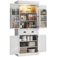thumbnail image 2 of HOMCOM 71" LED Kitchen Pantry Cabinet, Tall Storage Cabinet with 6 Door Shelves, a Drawer and 4 Adjustable Shelves, White, 2 of 9
