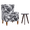 Floral, variant on Coffee Table & Armchair Set, Vintage Luxury Style, Modern Wingback Living Room Chair, Upholstered Accent Armchair, Single Sofa Chair, Wood Table Suitable for Living Rooms and Bedroom Relaxation Areas
