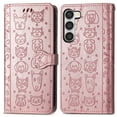 thumbnail image 2 of for Samsung Galaxy S24 FE Case Wallet,Magnetic Closure PU Leather Cute Embossed with Wrist Strap, RFID Blocking Card Slots Pocket Flip Kickstand Protective Phone Case Cover,Rosegold, 2 of 11